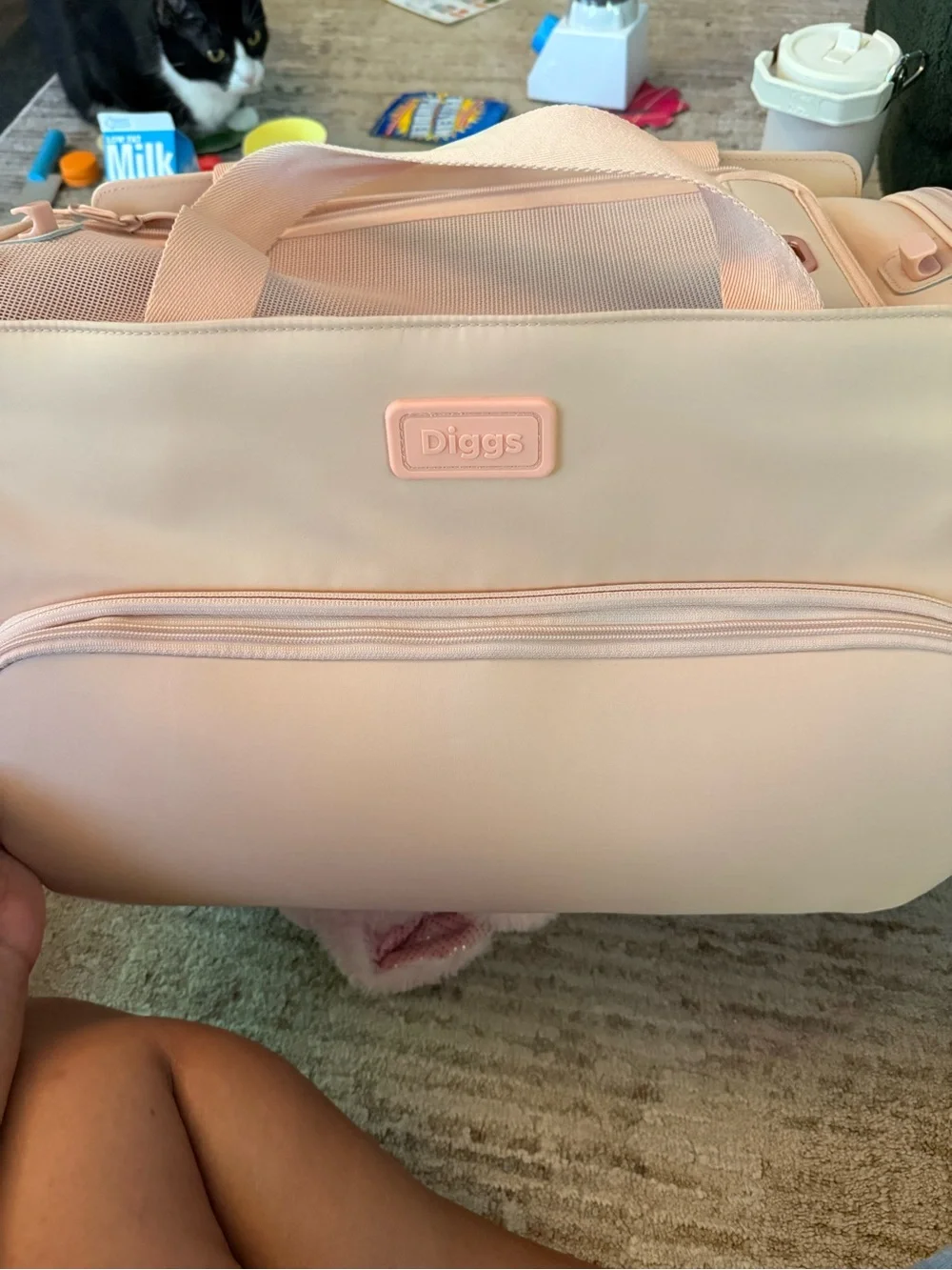 Soft Pink Pet Carrier Bag with Shoulder Strap